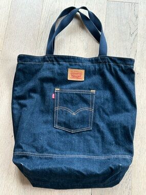 Levi's Indigo Denim Tote with Contrasting Stitching Large 17 x 20 inches